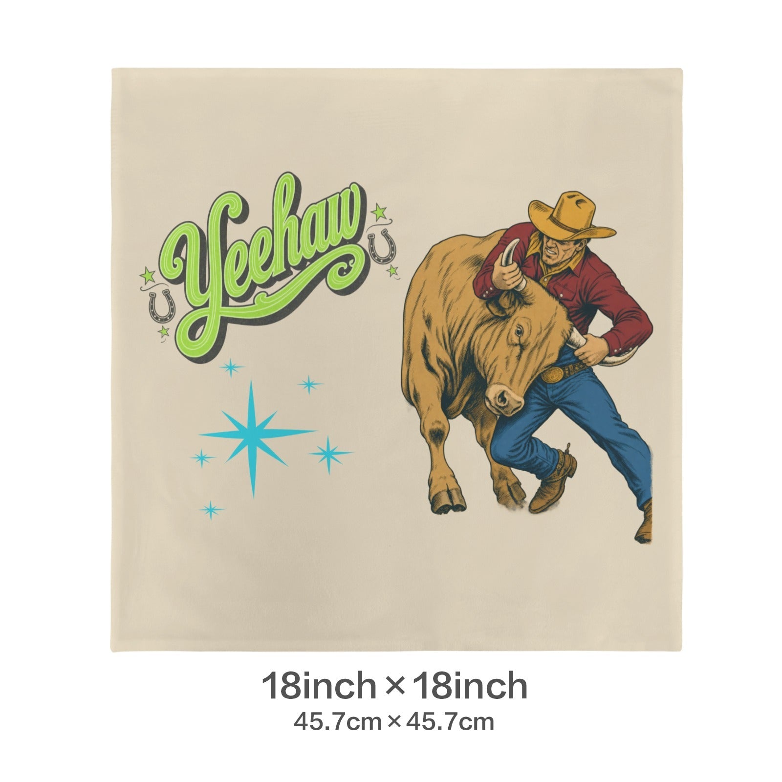 Baha Ranch The Last Roundup Steer Wrestler Velvety Soft Throw Pillow Cover Made in America