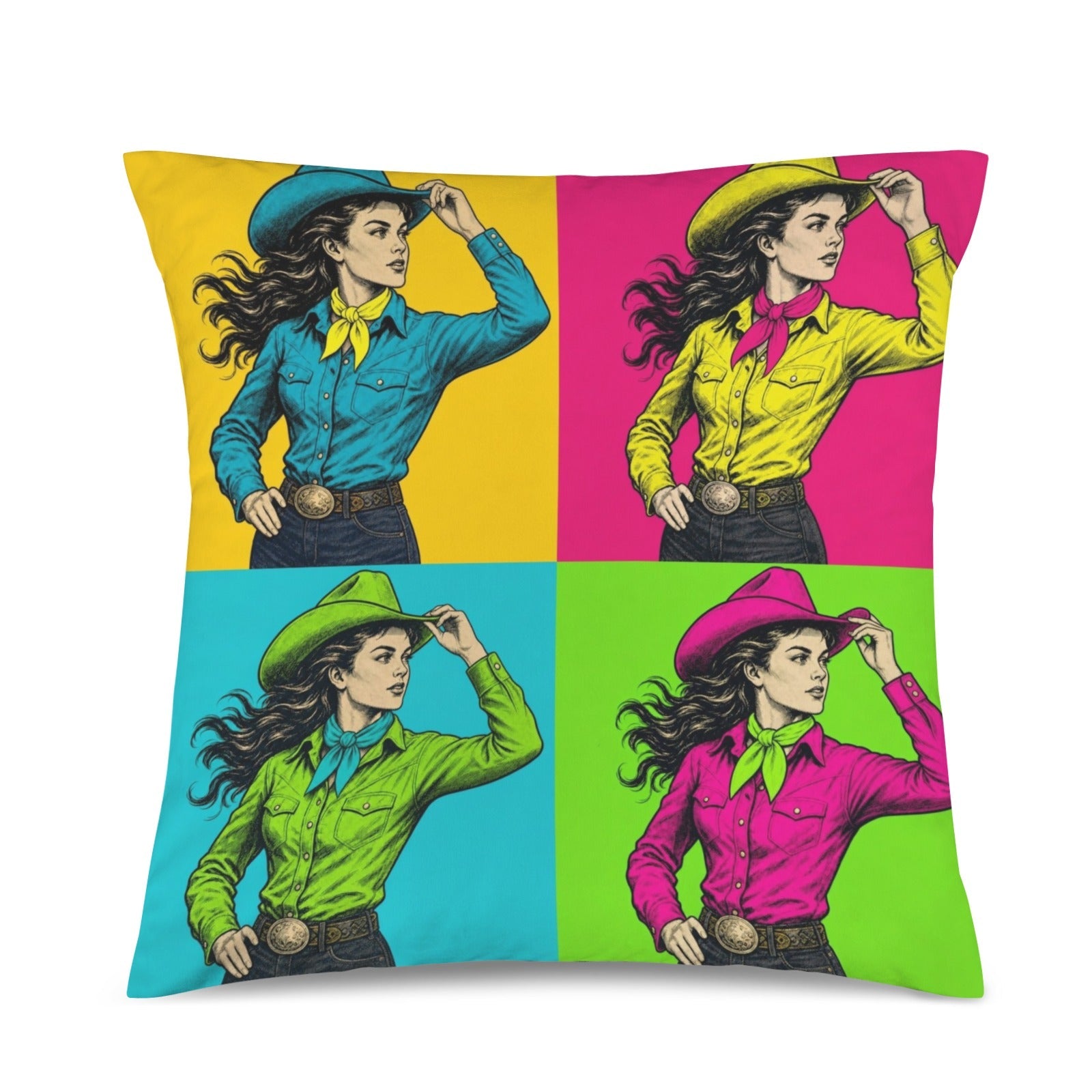 Baha Ranch The Last Roundup Barrel Racer Collage Velvety Soft Pillow Cover Made in America