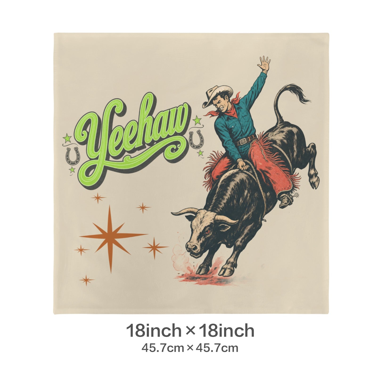 Baha Ranch The Last Roundup Yeehaw Throw Pillow Cover Made in America