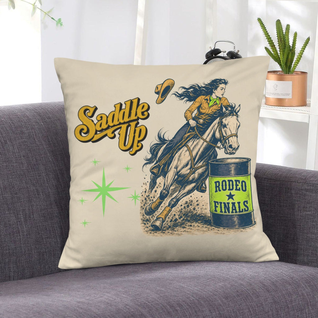 Baha Ranch Velvety Soft The Last Roundup Barrel Racer Throw Pillow Cover Made in America