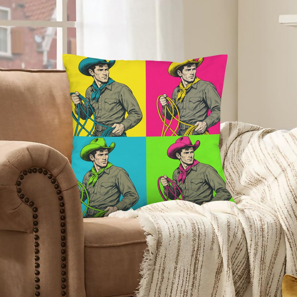 Baha Ranch The Last Roundup Calf Roper Velvety SOft Throw Pillow Cover Made in America
