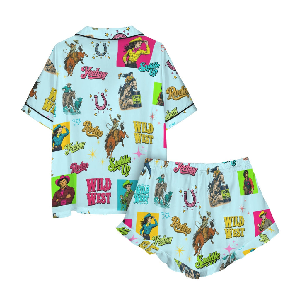 Baha Ranch The Last Roundup Western Rodeo Satin Pajama Set