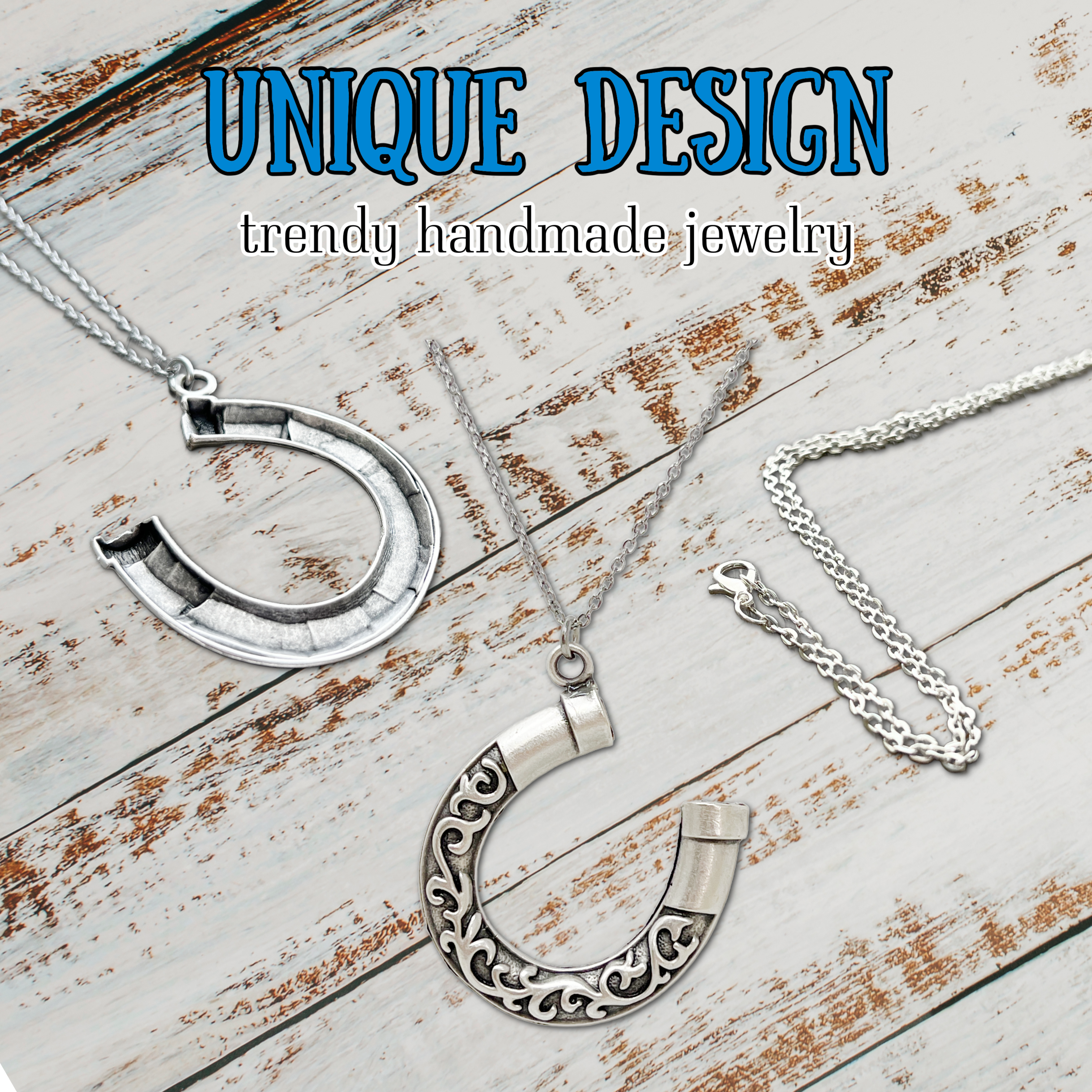 Horseshoe Necklace Silver Lucky Charm Western Cowgirl Jewelry