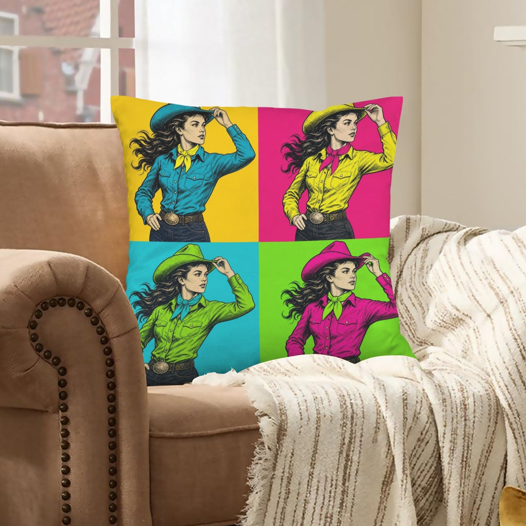 Baha Ranch The Last Roundup Barrel Racer Collage Velvety Soft Pillow Cover Made in America